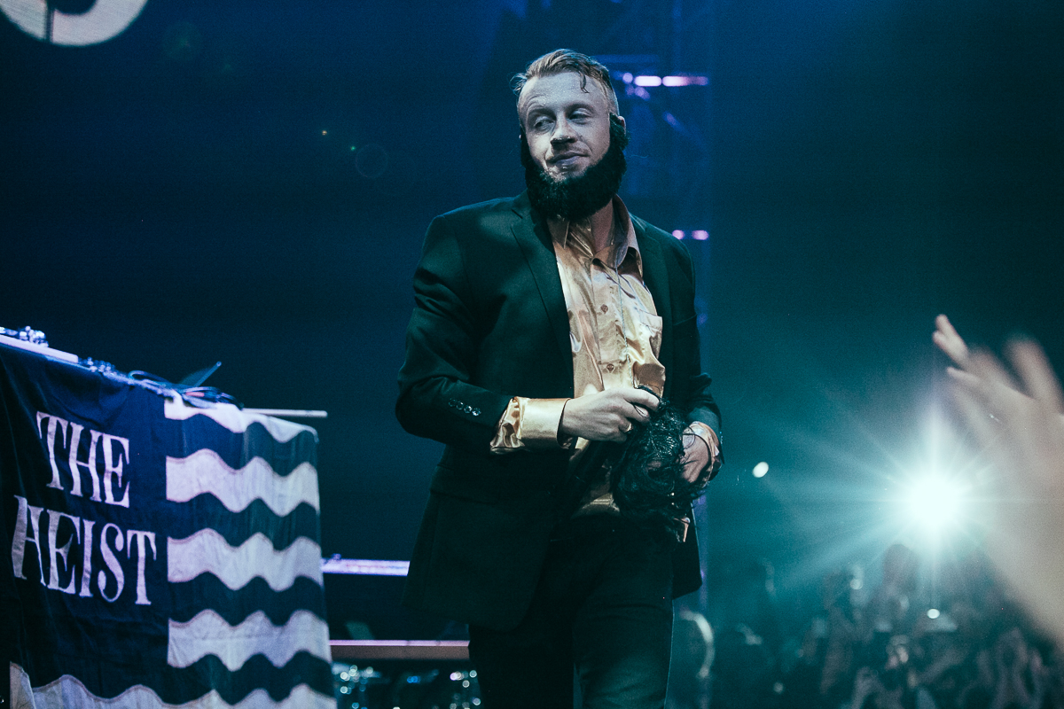 Macklemore and Ryan Lewis made a special appearance at EMP’s Vivid event for the new exhibition Spectacle. The new exhibit is all about music videos so in the spirit Macklemore and Ryan Lewis performed their award winning Thrift Shop and Can’t Hold Us to a screaming crowd. May 16th 2014. (Joshua Lewis / Seattle Refined)