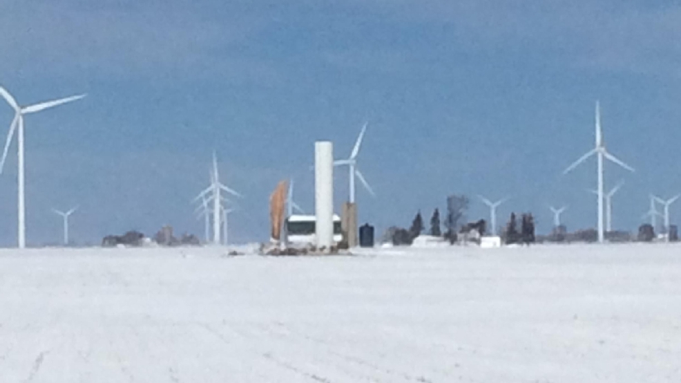 Wind Turbine destroyed by blizzard conditions in Huron County WEYI