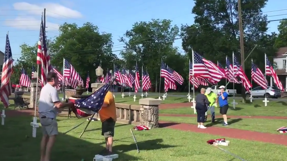Patriotic preparation in Ringgold Monday for a Memorial Day tradition