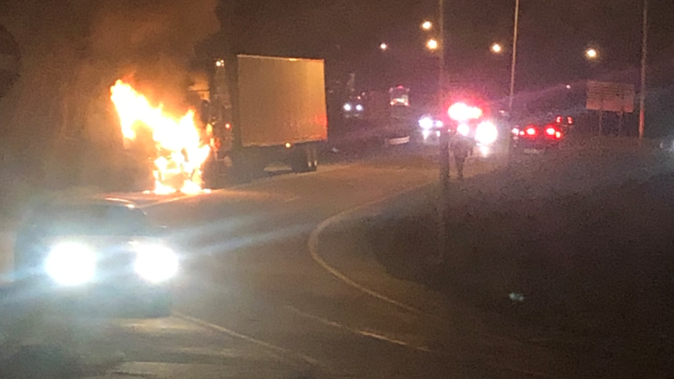 VIDEO Semitruck catches fire on I24 E at Germantown Road exit