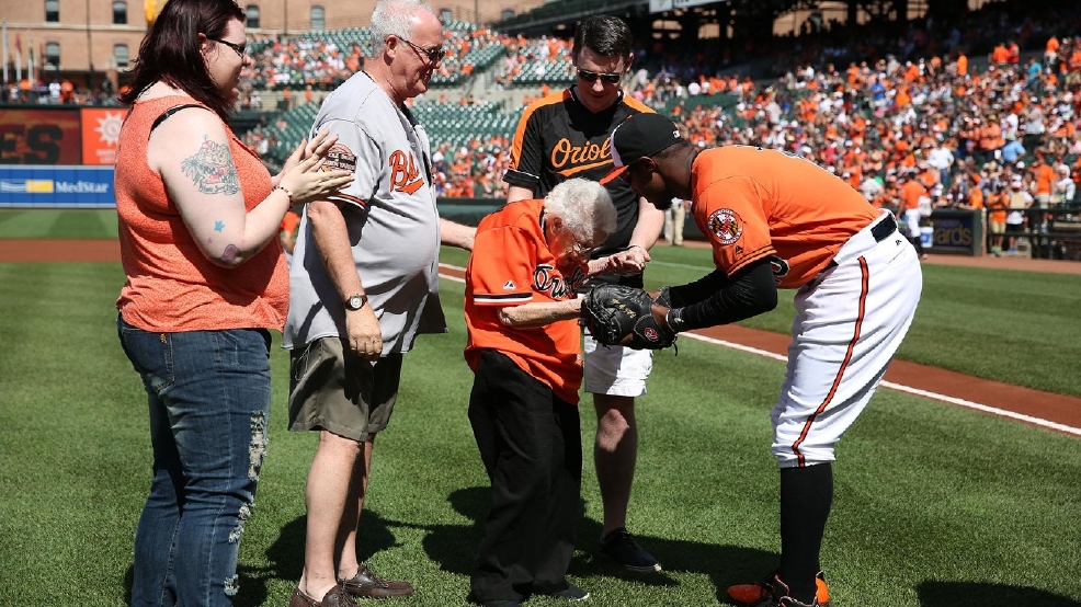 101yearold Orioles fan throws ceremonial first pitch WBFF